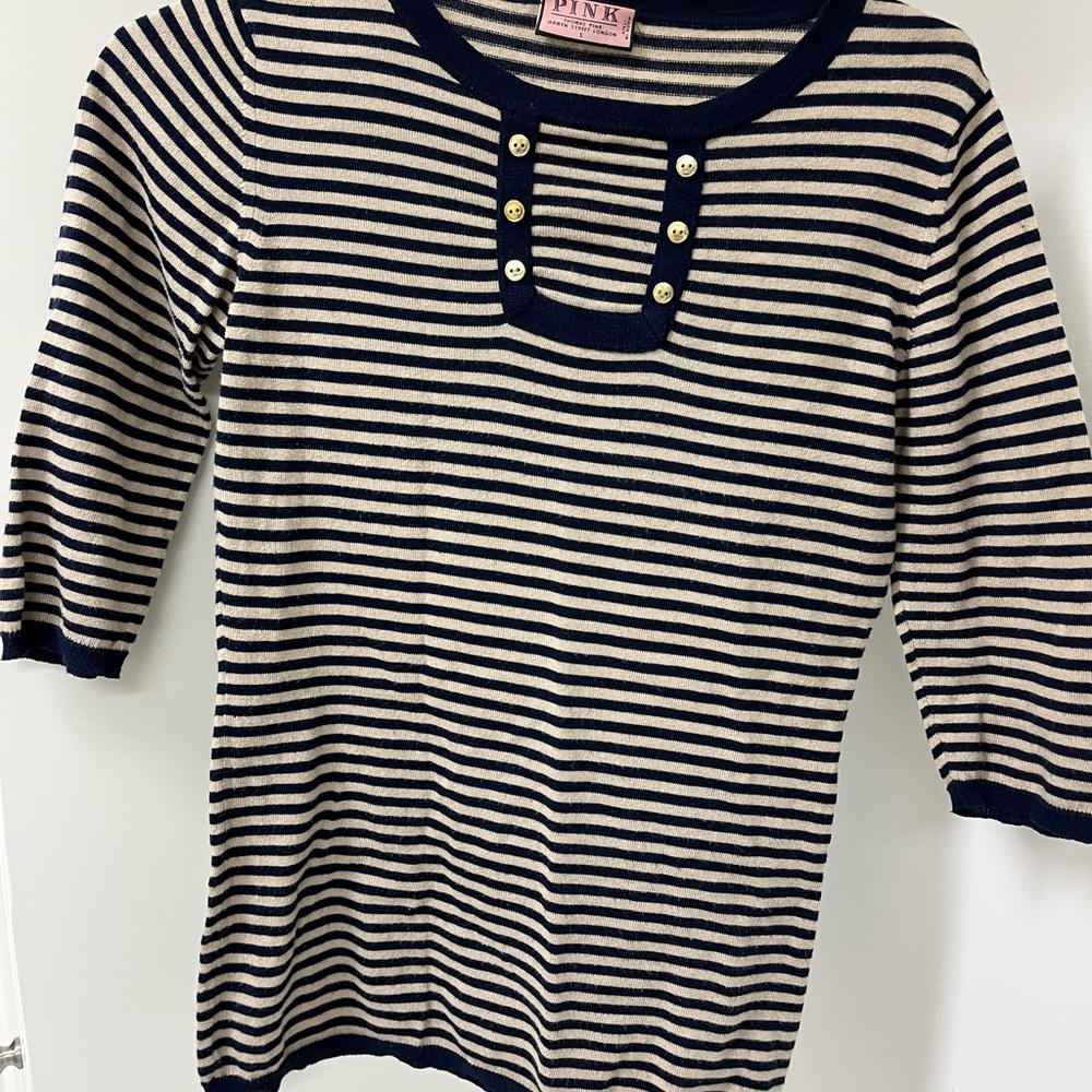 Thomas Pink Navy and Beige Striped Top